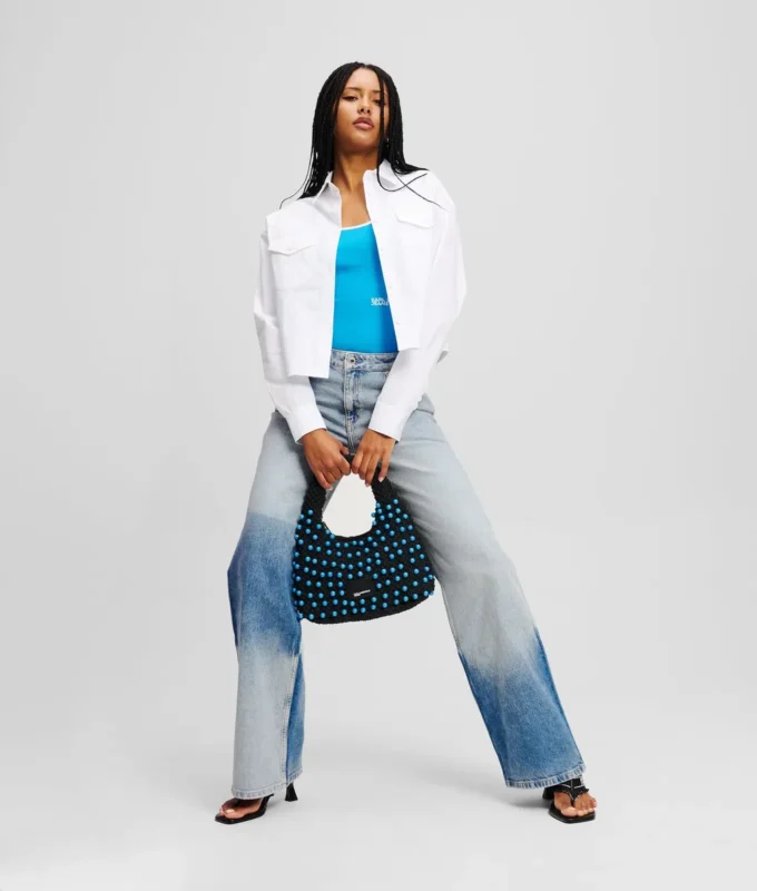 AVSLAPNADE JEANS MED FÄRGBLOCK AVSLAPNADE JEANS MED FÄRGBLOCK