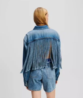 AVSLAPPNAD DENIMJACKA MED FRANSAR