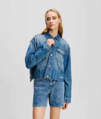 AVSLAPPNAD DENIMJACKA MED FRANSAR