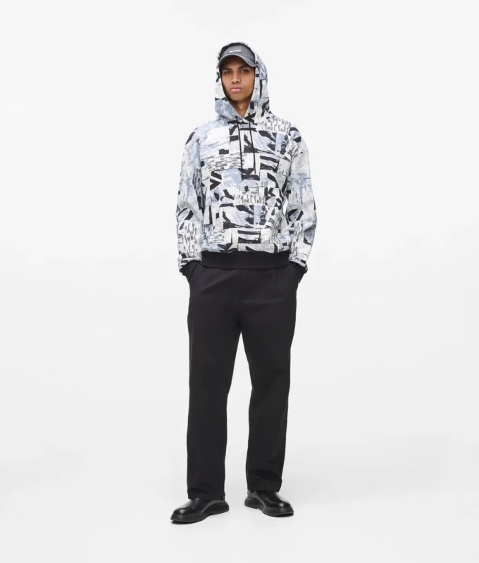 Avslappnad hoodie med monogram över hela plagget Avslappnad hoodie med monogram över hela plagget