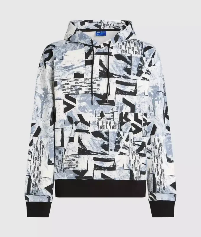 Avslappnad hoodie med monogram över hela plagget Avslappnad hoodie med monogram över hela plagget