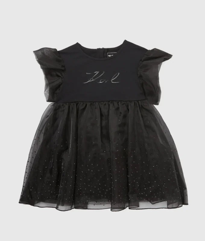 Babyklänning i mesh med strass Babyklänning i mesh med strass