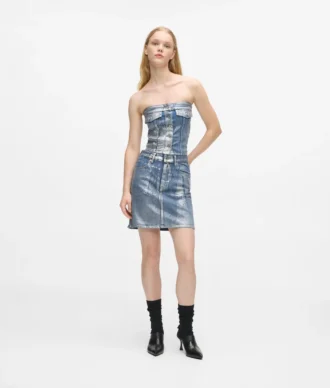 Belagd denimminikjol