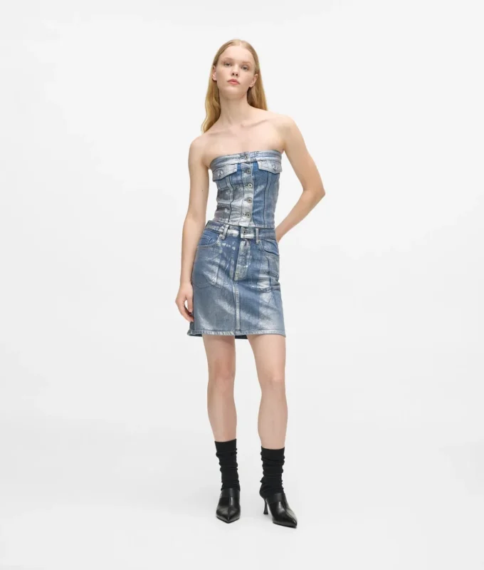 Belagd denimminikjol Belagd denimminikjol