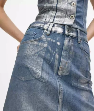 Belagd denimminikjol