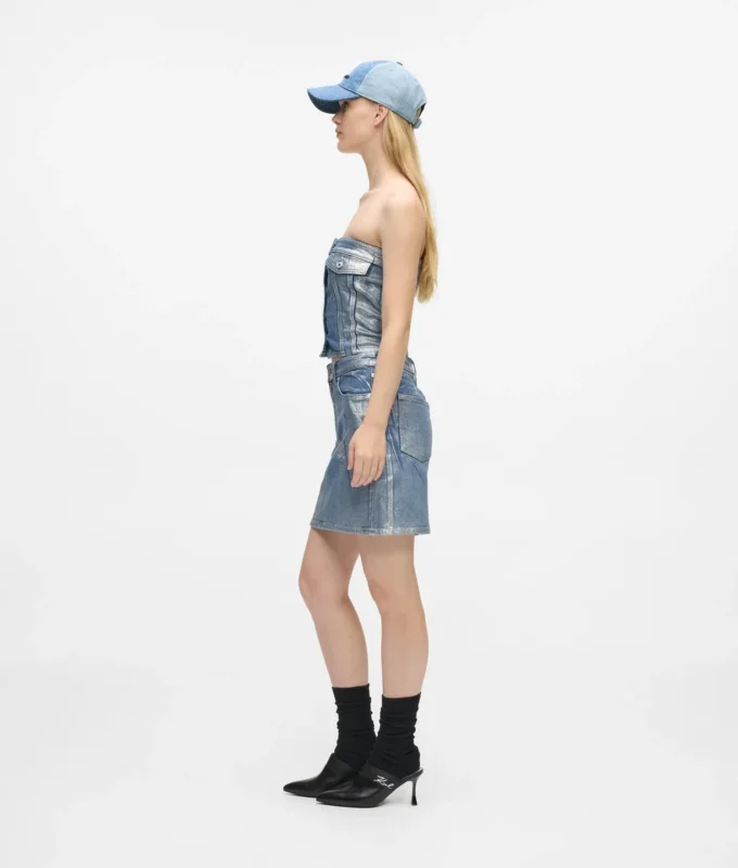 Belagd denimminikjol Belagd denimminikjol