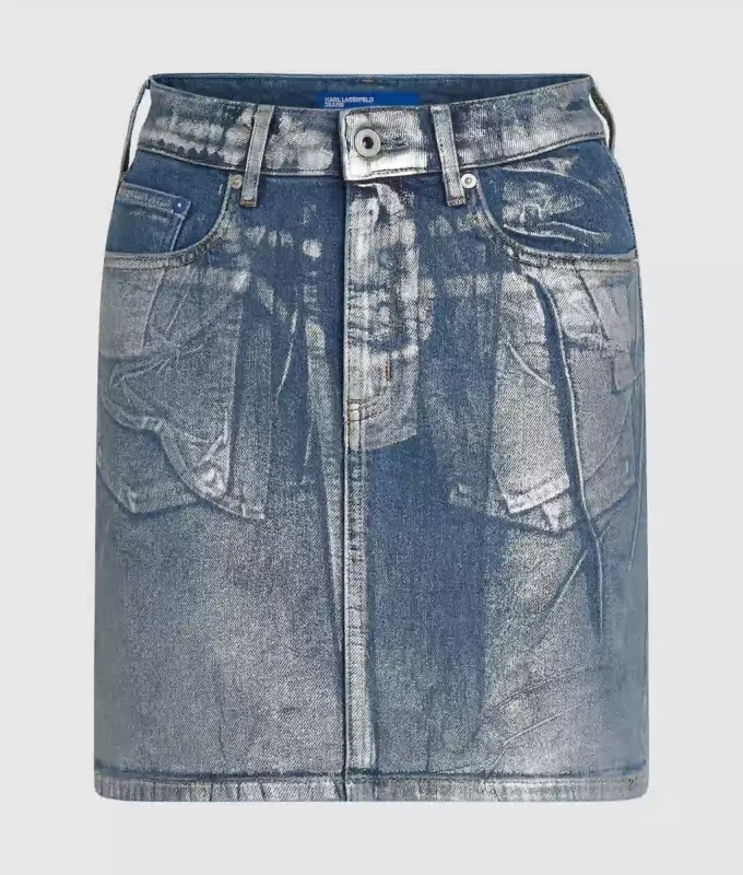 Belagd denimminikjol Belagd denimminikjol