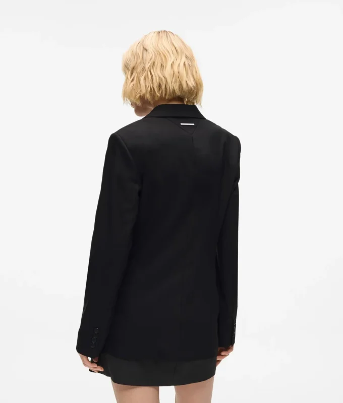 Blazer med bälte och kontrasterande revers Blazer med bälte och kontrasterande revers