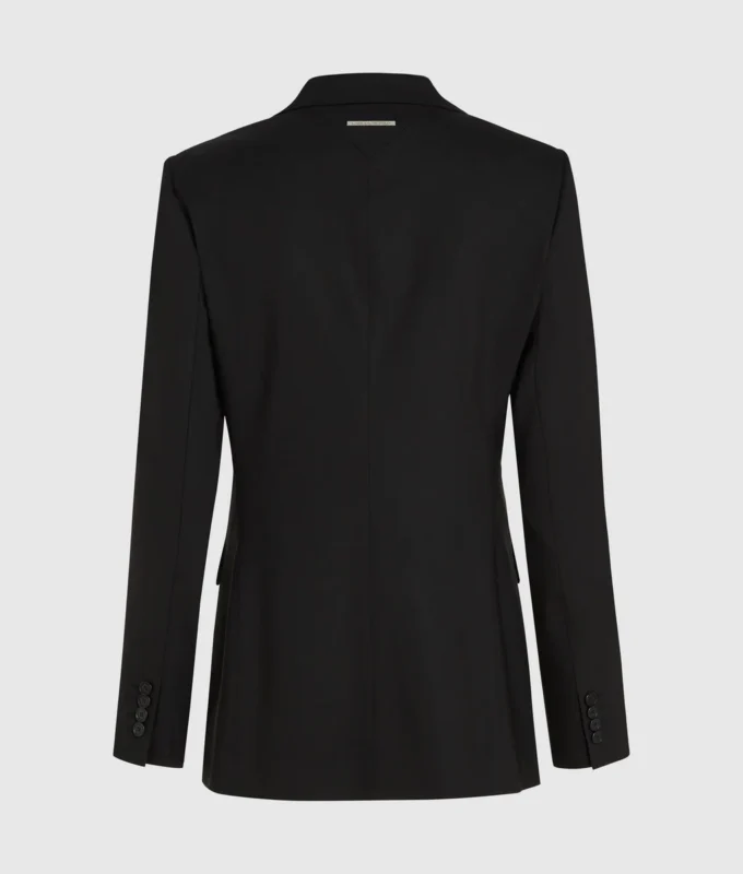 Blazer med bälte och kontrasterande revers Blazer med bälte och kontrasterande revers