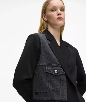 Blazer med denimpanel