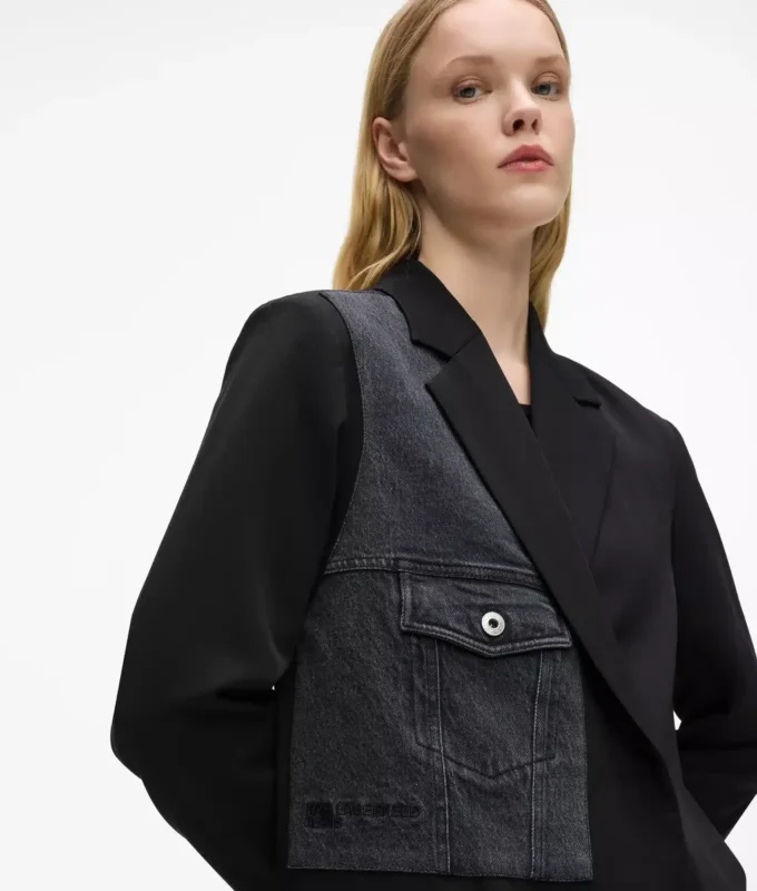 Blazer med denimpanel Blazer med denimpanel