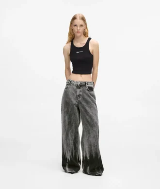 Blekt lågmidjade jeans med vida ben