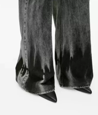 Blekt lågmidjade jeans med vida ben