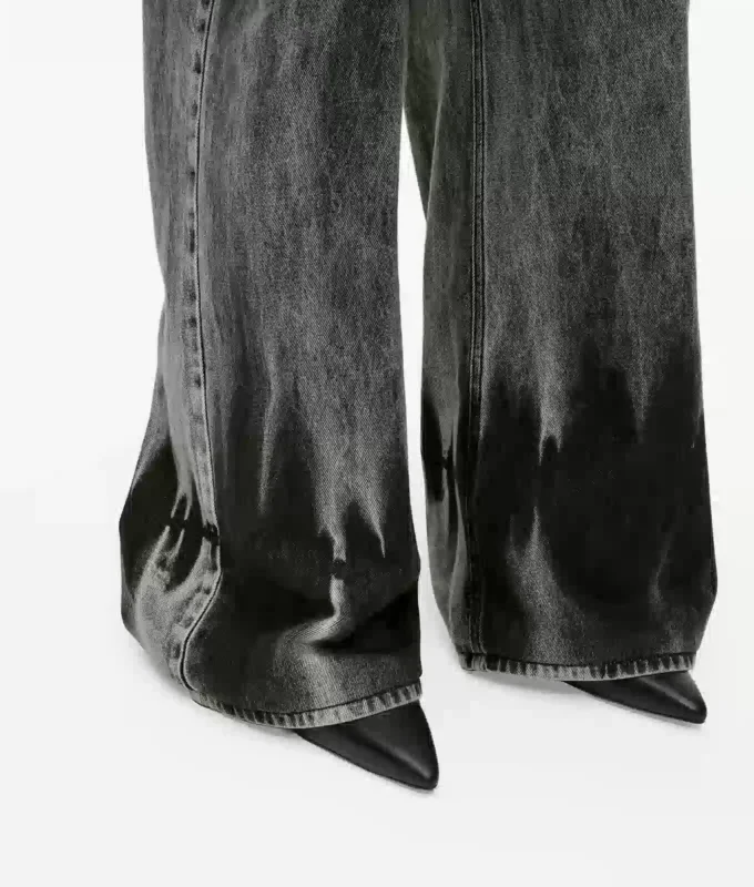 Blekt lågmidjade jeans med vida ben Blekt lågmidjade jeans med vida ben