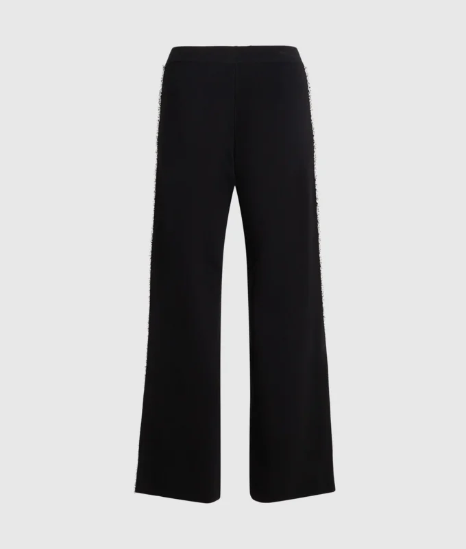Bouclé-detaljerade stickade byxor Bouclé-detaljerade stickade byxor
