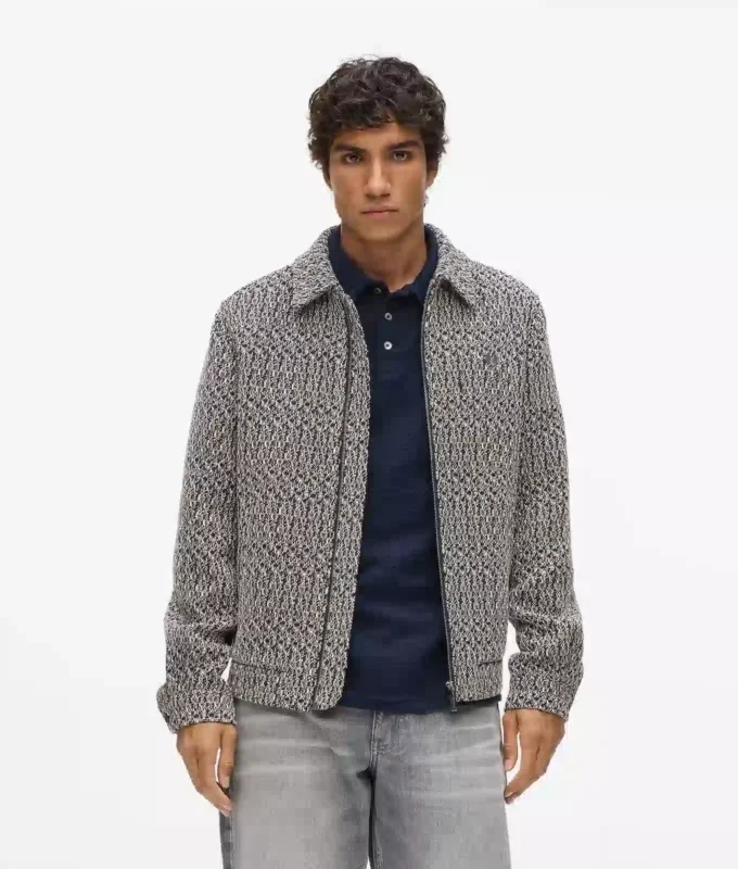 Bouclé-tweedjacka med dragkedja Bouclé-tweedjacka med dragkedja