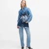 Bowlingväska i denim med spänne Bowlingväska i denim med spänne