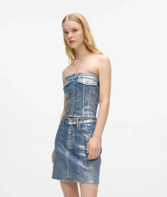 Bustier i belagd denim