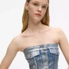 Bustier i belagd denim Bustier i belagd denim