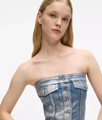 Bustier i belagd denim