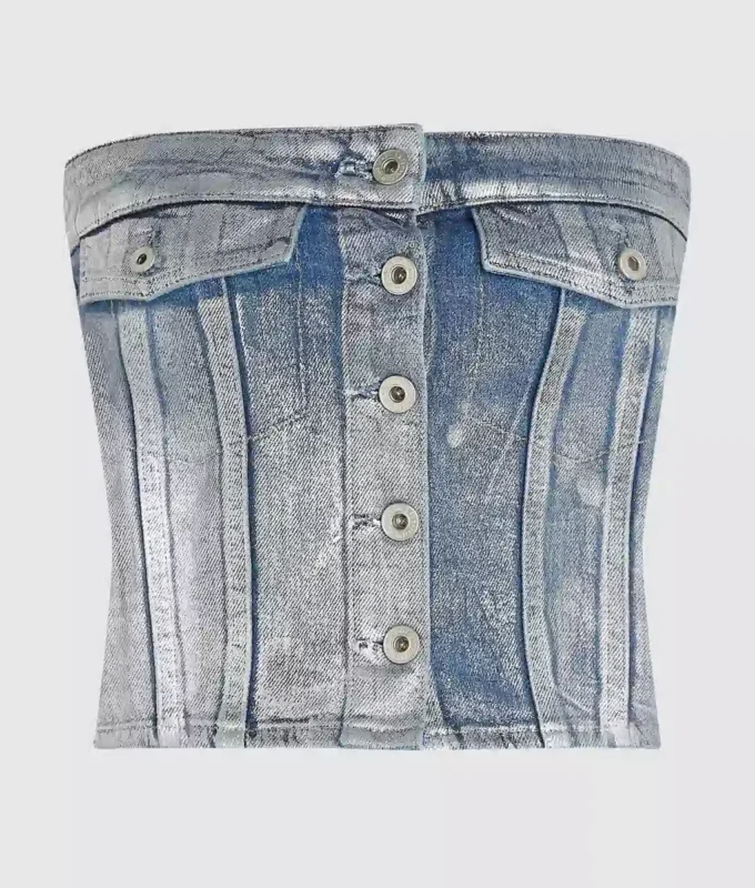 Bustier i belagd denim Bustier i belagd denim