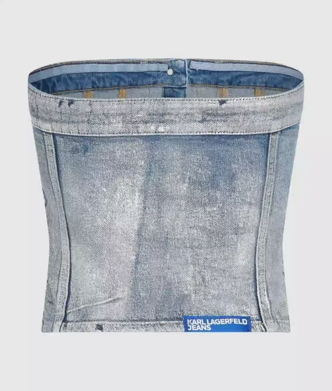 Bustier i belagd denim Bustier i belagd denim