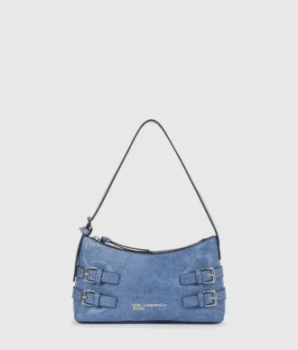 Denim axelväska med spänne
