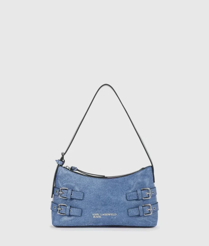 Denim axelväska med spänne