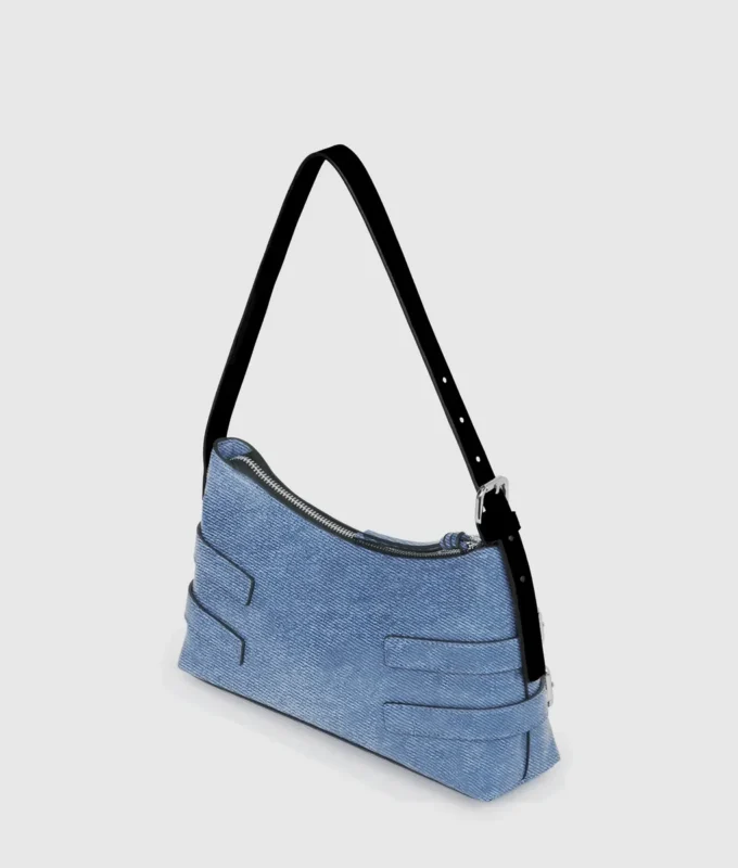 Denim axelväska med spänne