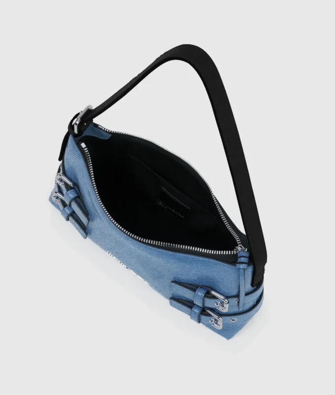 Denim axelväska med spänne