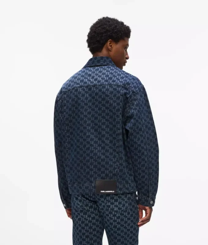 Denimjacka med monogramtryck över hela plagget Denimjacka med monogramtryck över hela plagget