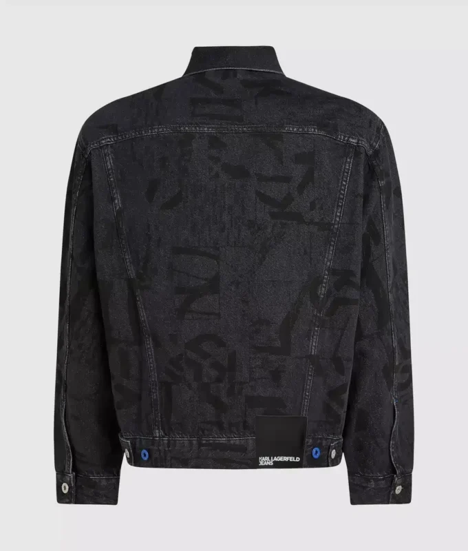 Denimjacka med monogramtryck över hela plagget Denimjacka med monogramtryck över hela plagget