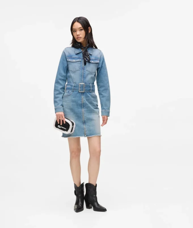 Denimklänning med bälte Denimklänning med bälte