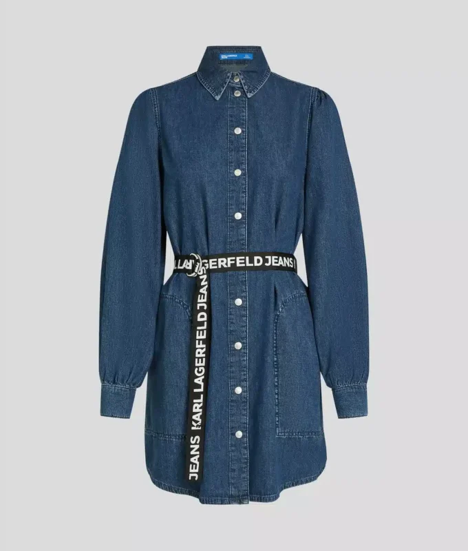DENIMKLÄNNING MED PUFFÄRMAR DENIMKLÄNNING MED PUFFÄRMAR