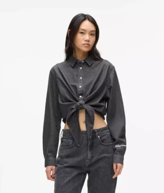 Denimskjorta med knytning fram