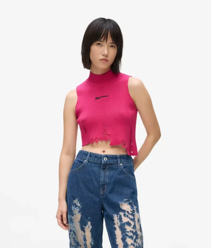 Distressed stickad topp Distressed stickad topp
