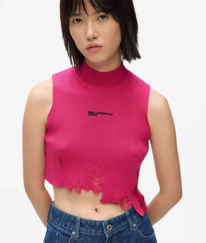 Distressed stickad topp Distressed stickad topp