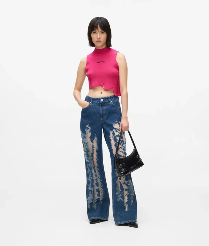 Distressed stickad topp Distressed stickad topp