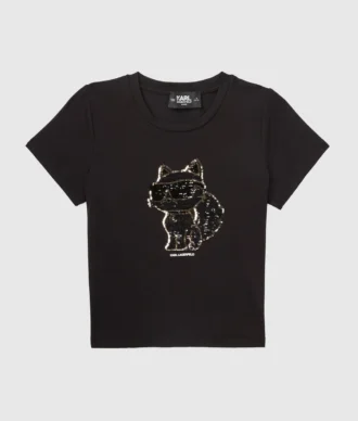 Flick-T-shirt med paljetter och Ikon Choupette-motiv
