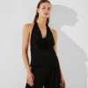 FLOWER PLISSÉ HALTER TOP