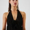 FLOWER PLISSÉ HALTER TOP