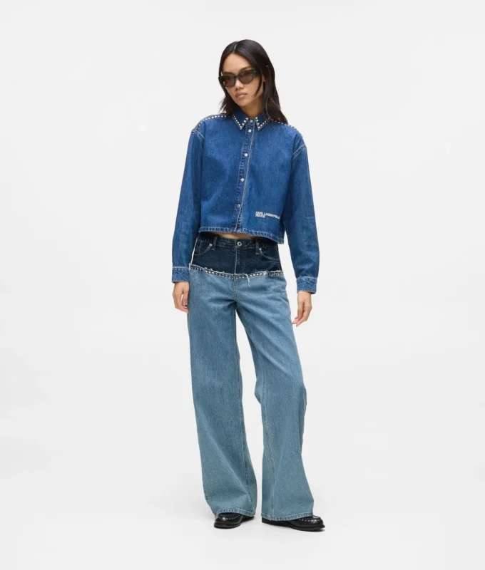 Färgblockerade avslappnade jeans Färgblockerade avslappnade jeans