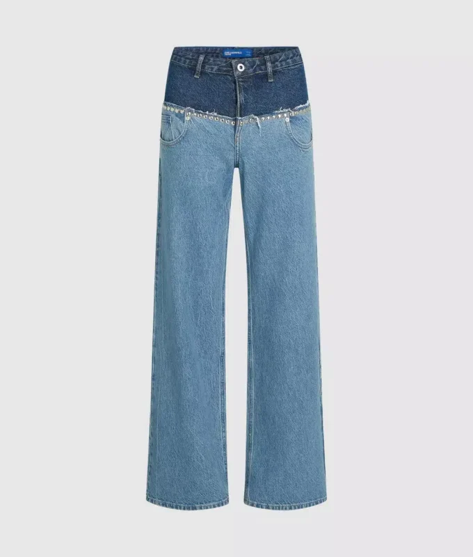 Färgblockerade avslappnade jeans Färgblockerade avslappnade jeans