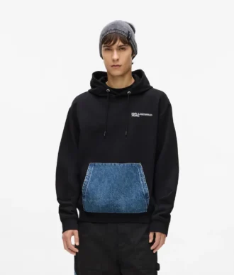 Huvtröja med jeansficka