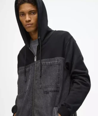 Jacka med denimpaneler