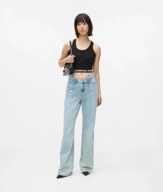 Jeans med sömmar, medellång midja och avslappnad passform Jeans med sömmar, medellång midja och avslappnad passform