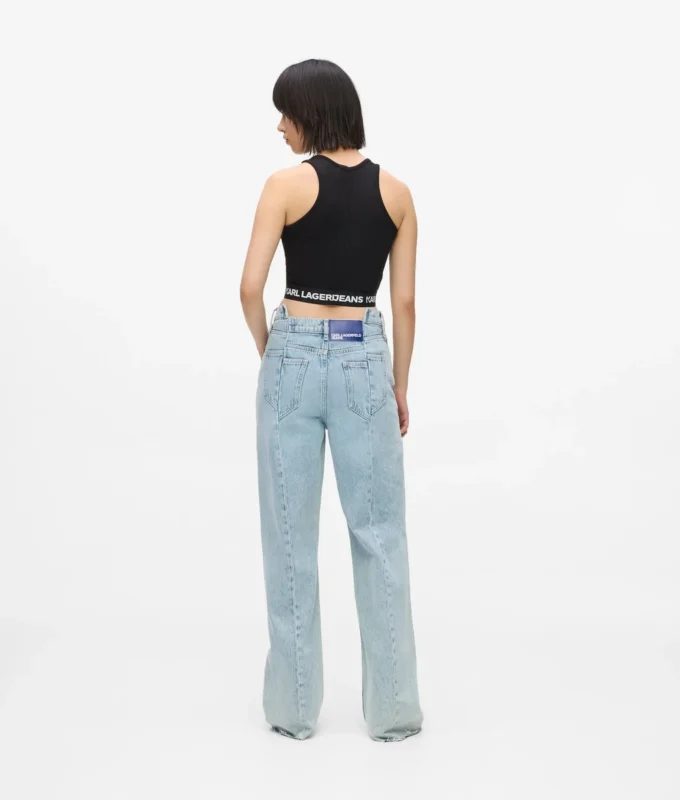 Jeans med sömmar, medellång midja och avslappnad passform Jeans med sömmar, medellång midja och avslappnad passform