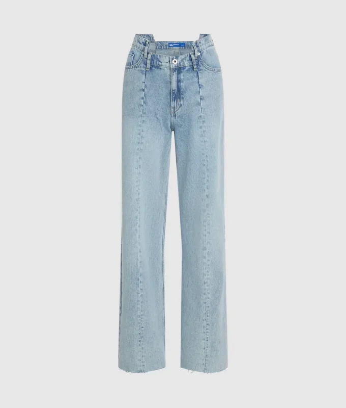 Jeans med sömmar, medellång midja och avslappnad passform Jeans med sömmar, medellång midja och avslappnad passform