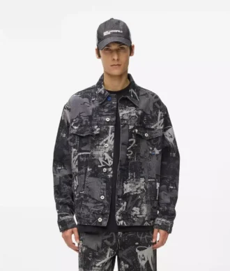 Jeansjacka med målarfärgseffekt
