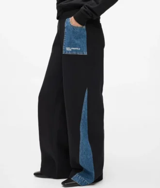 Joggingbyxor med denimpanel